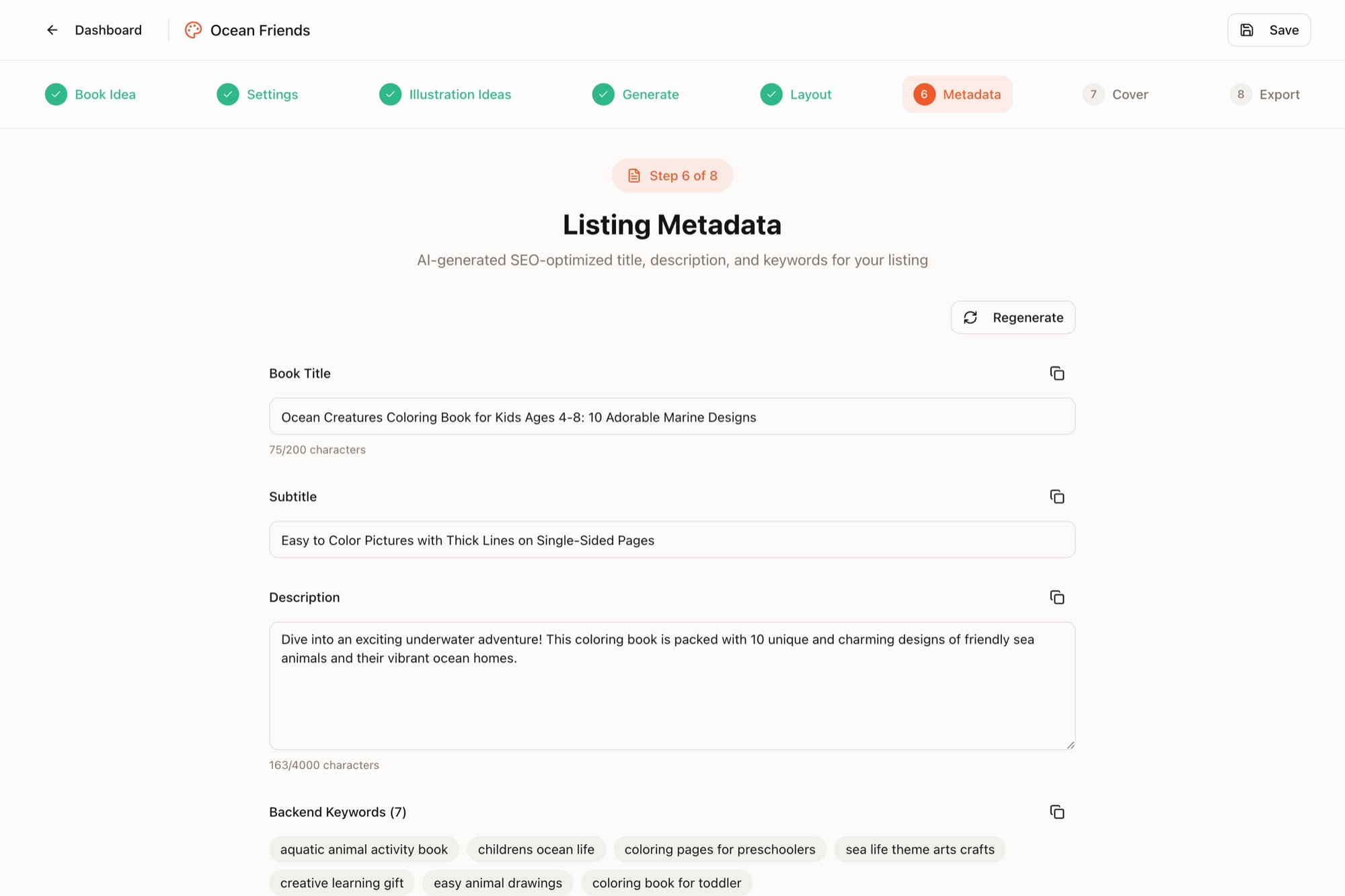 Generate Listing Metadata — app screenshot